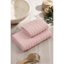Eponj Home 2li Havlu Seti Dalga 50x85cm+70x140cm Pudra Pudra