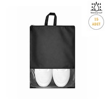 Microcase Çok Amaçlı Şeffaf Pencereli Ayakkabı Düzenleyici Seyahat Çantası Hurç 45x34 Cm 15 Adet Al5501 Siyah