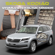 Skoda Kodiaq Antrasit Renk Tay Tüyü Cepli & Terletmez Sırtlı Oto Koltuk Minder Seti - Koltuk Koruma Kılıfı Ön & Arka Tam Set