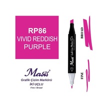 Çift Uçlu Marker Grafik Çizim Kalemi 86 Kırmızımsı Mor