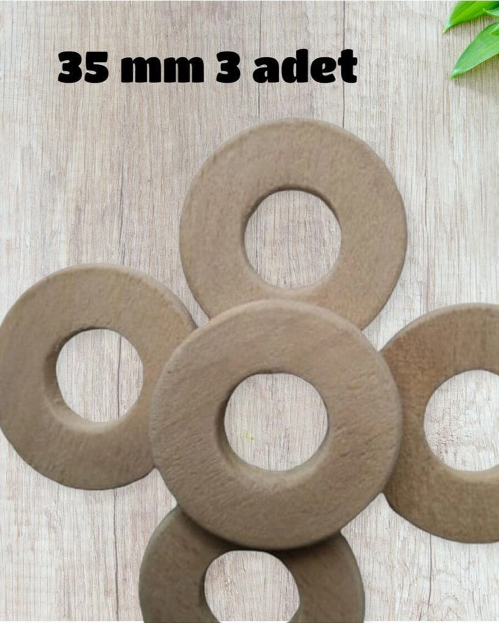 35 Mm Ham Işlenmemiş Yassı Model Ahşap Halka - 3 Adet.