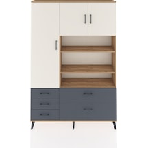 Arges Dolap 9 Raflı 5 Çekmeceli 3 Kapaklı 132x30x195 Çam-aytaşı/antrasit Aytası/antrasıt
