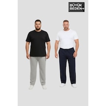 Süperlife Erkek Büyük Beden Paça Reçme İnce Eşofman Altı 2 Li Set Rahat Kalıp Spr26bea952+2 Gri