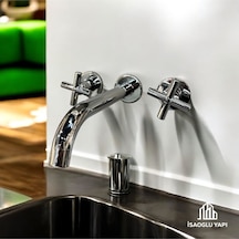 İsaoğlu Yapı Ankastre Lavabo Bataryası Gümüş Gpd Lavabo Bataryası Duvardan Gümüş