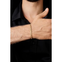 14 Ayar Altın Burgu Halat Zincir Erkek Bileklik 4.40 Mm Sarı Altın