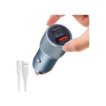 Pd 20w Hızlı Araç İçi Çakmaklık Şarj Cihazı, Çift Çıkış Usb Ve Type C + İphone Ligthning Kablolu