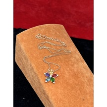 Firuze Gümüş Lotus Çiçekli Gümüş Kolye F1600313