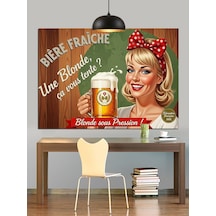 Bira Reklamı Retro Pin-up Dekoratif Kanvas - Mdf Ahşap Tablo
