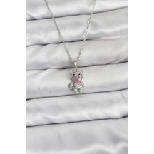 Zincir Gümüş Renk Teddy Bear Model Zirkon Taşlı Kadın Kolye - Ebj260130w39280 Renkli