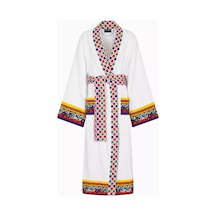 Dolce & Gabbana Casa Unisex Carretto Desenli Bornoz, Pamuklu, Yumuşak & Şık Beyaz Xl