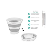 12 Litre Katlanabilir Kova - Akordiyon Katlanır Kova - Araba Kovası - Gri - 32.5 X 27.5 X 6 Cm - Pp+ Tpr