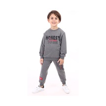 Toontoy Kids Toontoy Erkek Çocuk Baskılı Eşofman Takım Antrasit Melanj