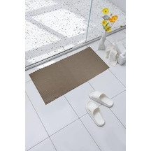 Premium Serisi Banyo - Küvet İçi Kaydırmaz Vantuzlu Hasır Desenli Diktördgen Paspas 68,5 X 35,5 Cm, Krem Açık Gri