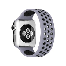 Newface Apple Watch 38mm Ayarlı Delikli Silikon Kordon - Gri-siyah Diğer