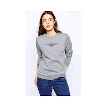 Nasa Logo Baskılı Gri Kadın Sweatshirt