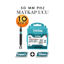 10'lu Ph2 Bits Uç Seti 50mm S2 Çelik Mıknatıslı Yıldız Vidalama Ucu 5 Cm Matkap Uçları Vida Sökme Takma Aparatı Darbeli Matkap Şarjlı Tornavida Uçları Profesyonel S2 Çelik Mıknatıslı Ph2 Yıldız Uç