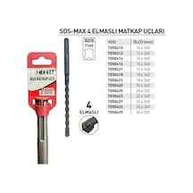 Todrill Td50412 Sds Max 12x260 Mm Matkap Ucu, 4 Elmaslı