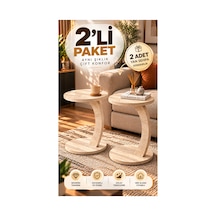 2'li C Sehpa Seti Modern Tasarım Yan Sehpa Traverten Traverten