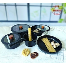 Neoflam Midas Ayrılabilen Saplı İç İçe Geçebilen 11 Parça Tencere Seti Siyah