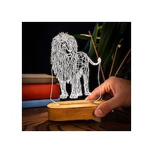 Geometrik Aslan Tasarımlı 3d Led Gece Lambası 10 Parça Siyah