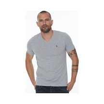 T8568 Dewberry V Yaka Erkek T-shırt-gri Gri