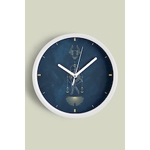 Boğa Burcu - Burçlar Modern Duvar Saati - 35cm - Önü Camlı Beyaz Kasa - Sessiz Mekanizma Beyaz
