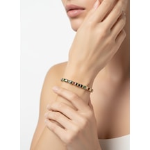 Valmont Accessories Kadın Gold Renk Renkli Taşlı Sıra Taş Detaylı Bileklik