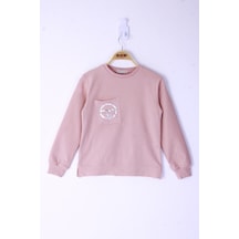 Toontoy Kız Çocuk Cebi Arma Baskılı Sweatshirt Somon