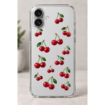 2d 2 Boyutlu Kiraz Desenli Şeffaf Telefon Kılıfı
