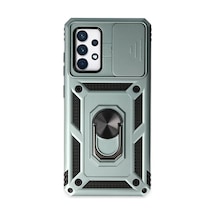 Samsung Uyumlu Galaxy A72 Uyumlu Kılıf Pars Lens Yüzüklü Silikon - Yeşil