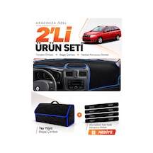 E-biz Dacia Logan Mcv 2012-2021 Uyumlu Torpido Örtüsü + Tay Tüyü Çanta - Siyah-mavi - Re015
