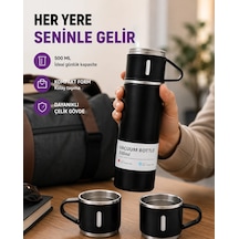 Çelik Termos Bardak Seti 500 Ml Kapasite, Kaymaz Taban, Hediye Kutulu Açık Lacivert