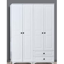 Harika 4 Kapılı Kuleli Aynasız Dolap Beyaz