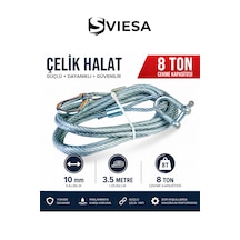 8 Ton Çelik Çekme Halatı 10 Mm Kalınlık 3,5 Metre Uzunluk Ağır Hizmet Araç Kurtarma Ve Çeki Halatı