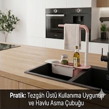 Cx7evy01 Teleskopik Evye Düzenleyici Ayarlanabilir Lavabo Organizer Sepetli Raf Pembe