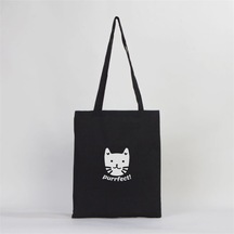 Şirin Kedi Baskılı Bez Çanta - Siyah