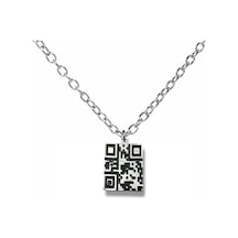Qr Karekod Figürlü Metal Kolye 60 Cm Zincirli Unisex Aksesuar Çok renkli