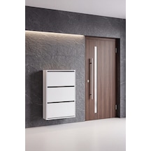 3 Kapaklı Duvara Monte Düşer Kapak Ayakkabılık Y:11 D:24 G:70 / Beyaz
