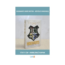 Harry Potter Hogwarts Amblemli Sert Kapaklı Deri Defter 17x11 Cm Çok Renkli