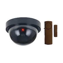 Estetik Caydırıcı Alarm Seti Lr-sk04 Sahte Caydırıcı Dome Kamera Ve Lr-4444k Kahverengi Pilli Kapı Pencere Alarm - Piller Hariç