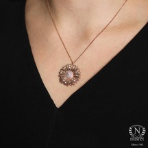 925 Ayar Gümüş Taşlı Papatya Kolye, Rose 553588048