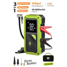 7go 7a4 Akü Takviyeli Hava Pompası & Jump Starter 10000mah Powerbank Çok Fonksiyonlu Araç Destek C