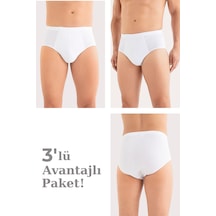 Arma Yıldız Erkek Pamuklu Külot Düz Beyaz Beli Lastikli 3'lü Paket Beyaz