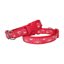 Doggie Dalga Desenli Dokuma Köpek Boyun Tasması 2 Cm X 31-47 Cm Kırmızı Diğer