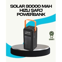 80000 Mah Güneş Enerjili Powerbank 4 Kablolu Type C Lightning Micro Usb Çok Renkli