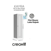 Creavit Kayra Boy Dolabı 130cm Mat Beyaz Mat Beyaz