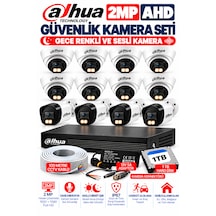12'li 2mp Ahd Full Color Renkli Gece Görüş Sesli Kamera Seti 8 İç - 4 Dış Mekan Kamera
