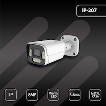 Hs Ip-207 8mp 4k Ip 3.6mm Warm Led Metal Bullet Güvenlik Kamerası