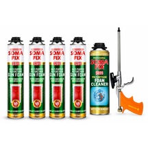 4 Adet Somafıx S911 Poliüretan Köpük 750 Ml 845 Gr Köpük Tabancası Temizleyici Seti