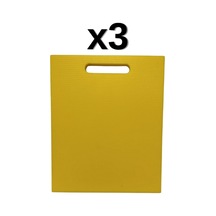 3'lü Türkay 32.5x26.5x2 Cm Saplı Polietilen Kesme Tahtası Kesim Levhası Sarı 1145